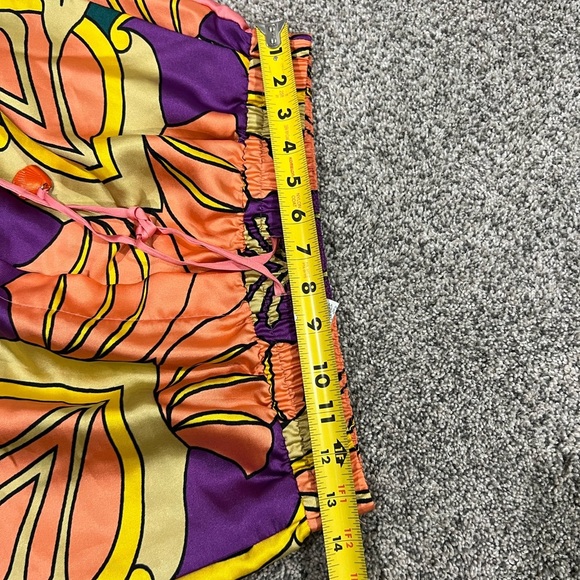 Zara Colorful Printed Satin Pull On Pants Elastic Waist Wide Leg Women’s Size S - Picture 9 of 11